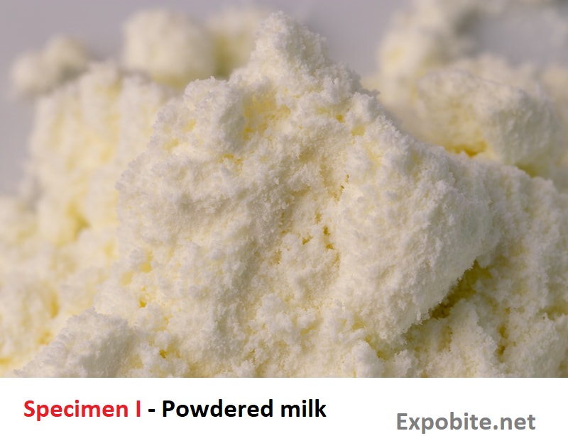 Diagram of Specimen I - Powdered milk